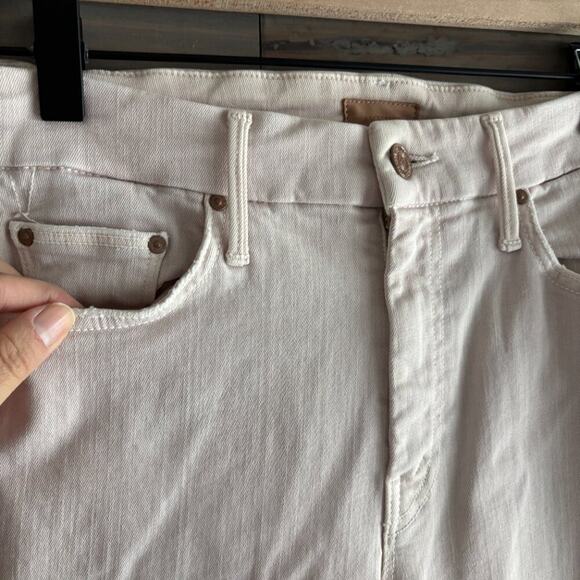 MOTHER | Looker Dagger Ankle Fray Jeans Blush Pink Lace Hem Sz 26 - Picture 3 of 9